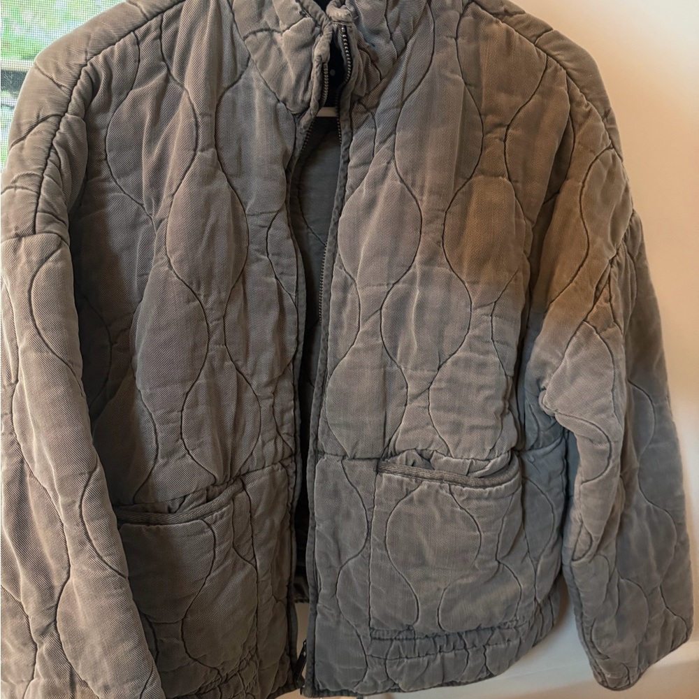 Women Zara  Gray bomber Quilted Jacket